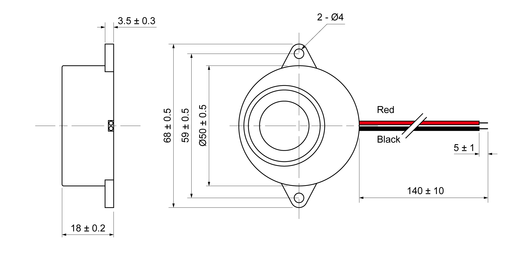 XPB5018-28S12W Mechanical Drawing